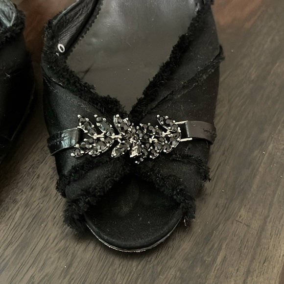 Pedro Garcia Black High Heel with Raw Edges & Jewel Trim - Picture 2 of 10